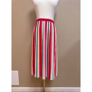 NWT J. Crew‎ Rainbow Stripe Pleated Midi Skirt Size 2